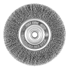6" x 5/8" - 1/2" Arbor Carbon Steel Crimped Coarse Cleaning & Polishing Wire Wheel    