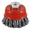 2 1/2" x M10 x 1.25 Arbor Carbon Steel Knotted Cleaning & Polishing Wire Cup    