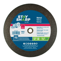 12" x 1/8"   Metal Cutting Flat Wheel Type 1  Professional Abrasive  
