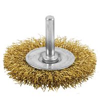 2 1/2" x 1/4" Shank Brass Coated Crimped Coarse Cleaning & Polishing Wire Wheel    