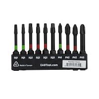 2" x Assorted Torsion Impact Bit Clip Square Recess, Phillips (10 Pc Multipack) Professional Screwdriver Bit Recyclable 
