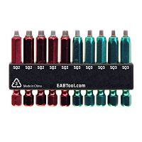 2" x Assorted Colored Coded Bit Clip Square Recess (10 Pc Multipack) Industrial Screwdriver Bit Recyclable 