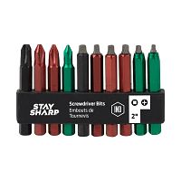 2" x Assorted Colored Coded Bit Clip Square Recess, Phillips (10 Pc Multipack) Industrial Screwdriver Bit Recyclable 