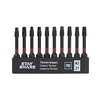 2" x SQ #2 Torsion Impact Bit Clip Square Recess (10 Pack) Professional Screwdriver Bit Recyclable 