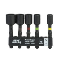 2" x Assorted Torsion Impact Bit Clip Nutsetter (5 Pc Multipack) Professional Recyclable 