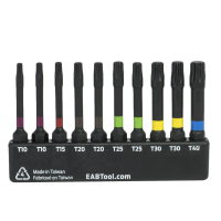 2" x Assorted Torsion Impact Bit Clip Torx (10 Pc Multipack) Professional Screwdriver Bit Recyclable 