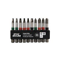2" x Assorted Impact Bit Clip Square Recess, Phillips (10 Pc Multipack) Industrial Screwdriver Bit Recyclable 