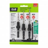 #6, #8, #10 (9/64", 11/64", 3/16" ) Specialty Countersink Professional Drill Bit (3 Pc Multipack) Recyclable Exchangeable