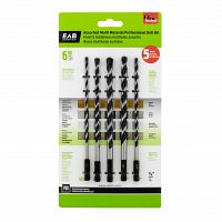 Assorted x  6" Specialty Multi Material Professional Drill Bit (5 Pc Multipack) Recyclable Exchangeable