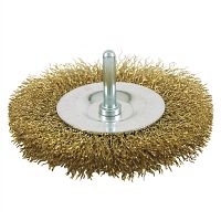 4" x 1/4" Shank Brass Coated Crimped Coarse Cleaning & Polishing Wire Wheel    