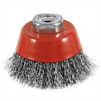 2 1/2" x M10 x 1.25 Arbor Carbon Steel Crimped Cleaning & Polishing Wire Cup    
