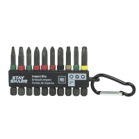 2" x Assorted Impact Bit Clip Square Recess, Phillips, Torx (10 Pc Multipack) Professional Screwdriver Bit Recyclable 