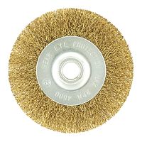 4" x 1/2" Arbor Brass Crimped Fine Cleaning & Polishing Wire Wheel    
