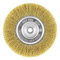 6" x 5/8" - 1/2" Arbor Brass Crimped Coarse Cleaning & Polishing Wire Wheel    