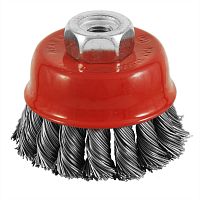 2 1/2" x M10 x 1.25 Arbor Carbon Steel Knotted Cleaning & Polishing Wire Cup    
