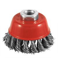 3" x M14 x 2.0 Arbor Carbon Steel Knotted Cleaning & Polishing Wire Cup    